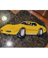 Vintage Corvette Stingray Wall Art Plaster Hanger Yellow Retro Man Cave - €104,91 EUR