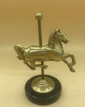 Vintage Brass Carousel Horse Figurine On Marble Stand 7.5” - $24.27 CAD