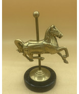 Vintage Brass Carousel Horse Figurine On Marble Stand 7.5” - $338.51 MXN