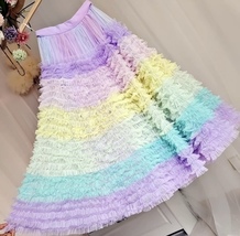 A-line Rainbow Layered Tulle Skirt Women Plus Size Tiered Holiday Tulle Skirt  image 2