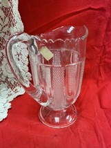 Vintage Crystal Glass Pitcher 7.5” Tall Beautiful - £9.51 GBP