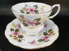 Royal Albert English Bone China Tea Cup Saucer Floral Pink Gold Flowers - £18.99 GBP