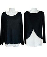 Cynthia Rowley Multi Layer Semi-Open Back Long Sleeve Top Black White si... - $24.93 CAD