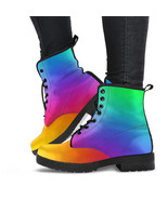 Combat Boots - Rainbow Shoes | Boho Shoes, Handmade Lace Up Boots, Vegan... - £72.12 GBP