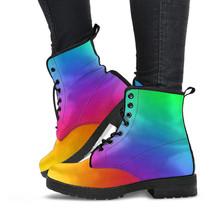 Combat Boots - Rainbow Shoes | Boho Shoes, Handmade Lace Up Boots, Vegan... - £70.74 GBP
