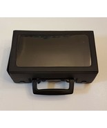 Black PVC Cassette Storage Box w/Handle Holds 11 Tapes See Thru Top  VTG... - £12.60 GBP