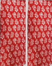 Set Of 2 Same Printed Kitchen Terry Towels (16&quot;x28&quot;) White Flowers On Red, T+Cl - £11.10 GBP