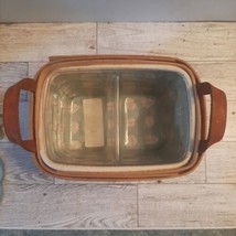 Longaberger Basket Leather Handles Signed 1999 Cloth and Divided Plastic Liners - $40.19
