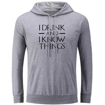 I Drink And I Know Things Slogan Print Sweatshirt Unisex Hoodies Fans Hoody Tops - £20.85 GBP