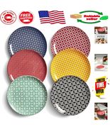 Colorful 8.5&quot; Plates for Parties &amp; Gatherings - Set of 6 Dishwasher Safe... - $958.43 MXN