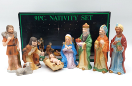 Flambro Porcelain Nativity Set Vintage 1985 Christmas Figures Jesus Mary Joseph - $28.53