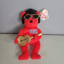 TY Beanie Babies Elvis Heartbear Hotel With Guitar 2009 Red 9 in Tall - $15.98