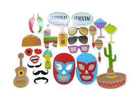Fiesta Photo Booth Props| Mexican Theme Party Supplies, 26 Pcs - £12.25 GBP