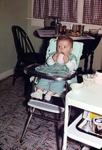 1950s Baby Boy w/ Sippy Cup High Chair Sunbeam Toaster Anscochrome 35mm Slide - £2.78 GBP