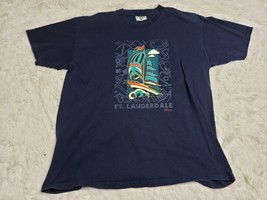 Vintage 1994 Fort Lauderdale Florida Lee Blue Ctton Shirt XL Made USA Sailboat - £6.82 GBP