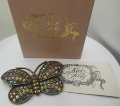 Signed Kirks Folly Rhinestone Butterfly Brooch With Box -3&quot; x 1.3/4&quot; - £34.95 GBP
