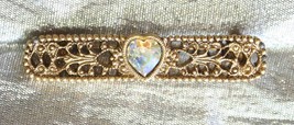 Elegant 1928 Aurora Borealis Rhinestone Heart Baroque Gold-tone Brooch 1970s vin - £9.89 GBP