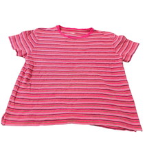 Kim Rogers Women Pink Striped Short Sleeve Pullover Top Size Medium 100% Cotton - £12.75 GBP