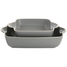 Gibson Home Rockaway 2 Piece Stoneware Nesting Bakeware Set in Grey - £44.58 GBP