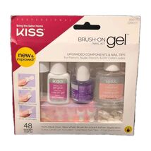 KISS Brush-On Gel Nail Kit 48 Short Tips #86617 / GNK01 DIY French Nude - $11.00