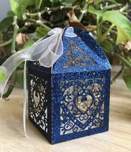 Heart 100*Glitter Laser Cut Gift Boxes with ribbon,wedding favor box,Bab... - $48.00