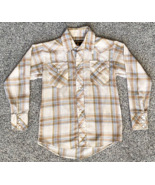 Vtg Sears Western Wear Shirt-Pearl Snap-Tan Plaid-Long Sleeve-Single Sti... - $50.97 CAD