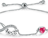 Gift for Mother Wife Girlfriend, Love Heart 925 Sterling Silver Bracelet... - £44.86 GBP
