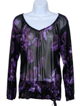 INC International Concepts Super Sheer Blouse Size S Purple Jewel Tone F... - £12.63 GBP