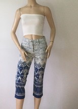 NEW LANDS END Mid Rise Straight Leg Abstract Print Cropped Jeans (Size S) - £19.62 GBP