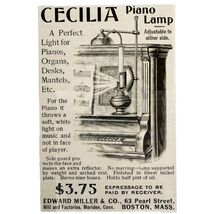 Cecilia Piano Lamp 1897 Advertisement Victorian Musical Instrument ADBN1xxx - $14.01 CAD