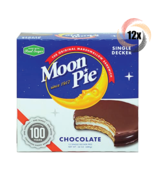 Full Box 12x Pies Moon Pie Single Decker Chocolate Marshmallow Sandwiche... - $21.16
