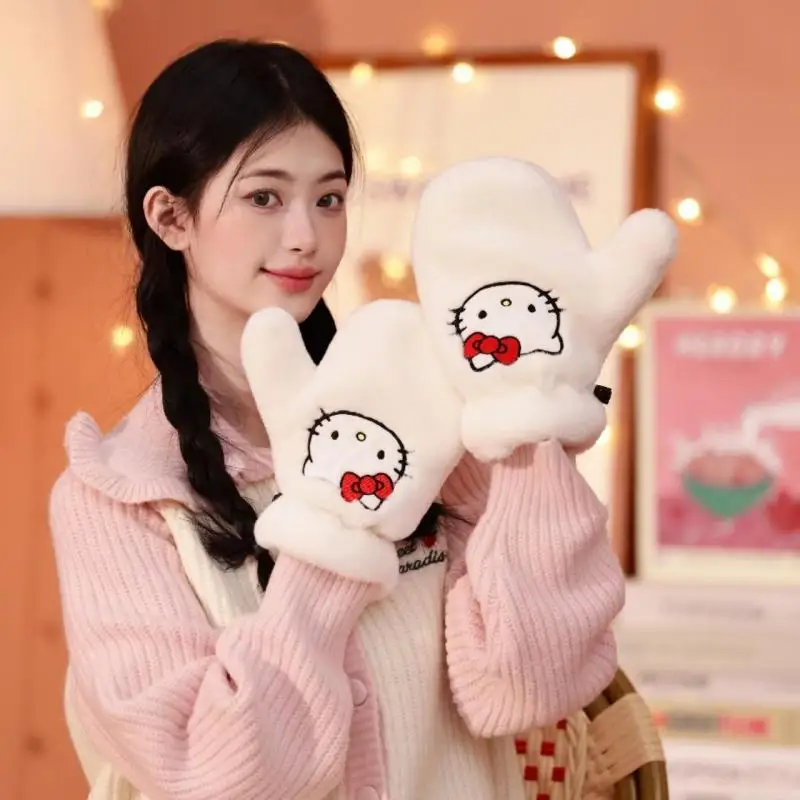 Anime Sanrios Gloves Children&#39;s Plush Kawaii Cinnamoroll Hello Kittys Cartoon - £18.38 GBP