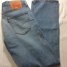 Mens Levi Strauss 501 Straight Denim Jeans Size 33 X 32 Button Fly Light... - $20.53