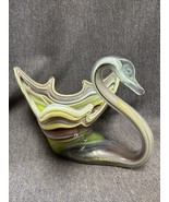 Vintage Art Glass Swan Large Hand Blown Sooner Style Centerpiece Greens ... - £40.98 GBP