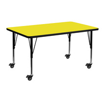 24x48 Yellow Activity Table XU-A2448-REC-YEL-H-P-CAS-GG - $168.95