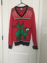Spencer&#39;s Adult Ugly Christmas Sweater Reindeer  Theme Holiday Size Large - £32.38 GBP