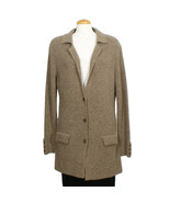 EILEEN FISHER Almond Brown Undyed Alpaca Rib Long Knit Sweater Jacket - £112.11 GBP