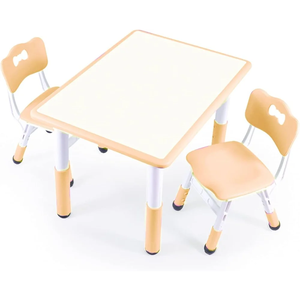 Able and chair set with 2 seats height adjustable children s painting drawing desk kids thumb200