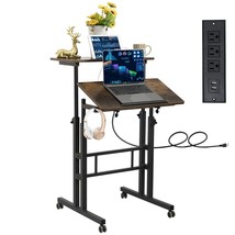 Mobile Standing Desk With Charging Station, Adjustable Standing Computer... - $152.99