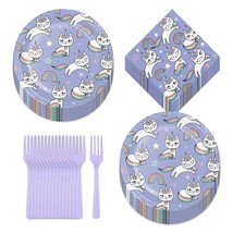 Sassy Caticorn Party Supplies - Fancy Unicorn Cat Meowgical Paper Dessert Plates - £13.62 GBP+