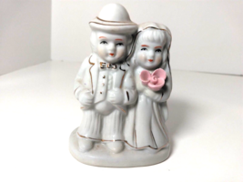 Bride And Groom Ceramic Glazed Wedding Couple Collectibles Figurine - Vintage - £13.26 GBP