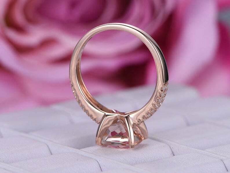 2Ct Cushion Brilliant Cut Morganite Solitaire Engagement Ring 14K Rose Gold FiN Item image 4
