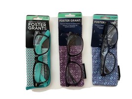 LOT OF 3 FOSTER GRANT  READING GLASSES +1.50 NEW WITH CASE - $16.66