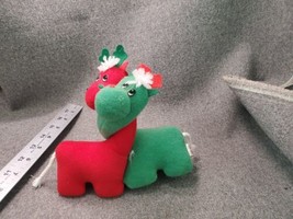 Vtg Russ Berrie Lil Christmas Embraceable Reindeer Dinosaur Red Green Plush - £11.58 GBP