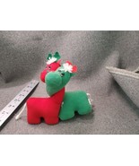 Vtg Russ Berrie Lil Christmas Embraceable Reindeer Dinosaur Red Green Plush - $14.73