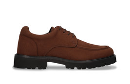 Zapatos derby hombre veganos marrón en Microsuede planos con suela grues... - $144.64