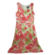 Norton McNaughton Sleeveless Dress Floral Ivory Lined Womens Size 6 V-Neck Zip - £7.95 GBP