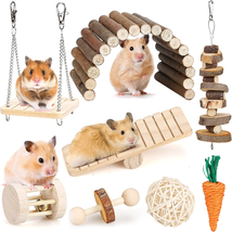 Hamster Chew Toys Set Small Animal Molar Toys Teeth Care Wooden Accessories for - £18.26 GBP