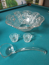 Punch bowl by LE Smith Glass Co.old mold McKee Glass,1920s 12 CUPS, LADLE - £130.23 GBP