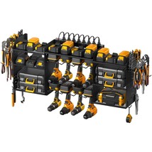 Black Tools Organizer Wall Mount Charging Station, Power Tool Battery Storage Ra - £122.27 GBP